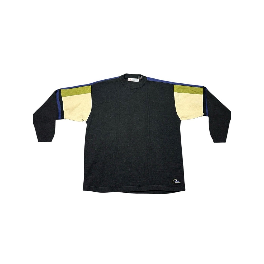 Vintage Quicksilver Wool Sweater Size XL Black‎ Colorblock